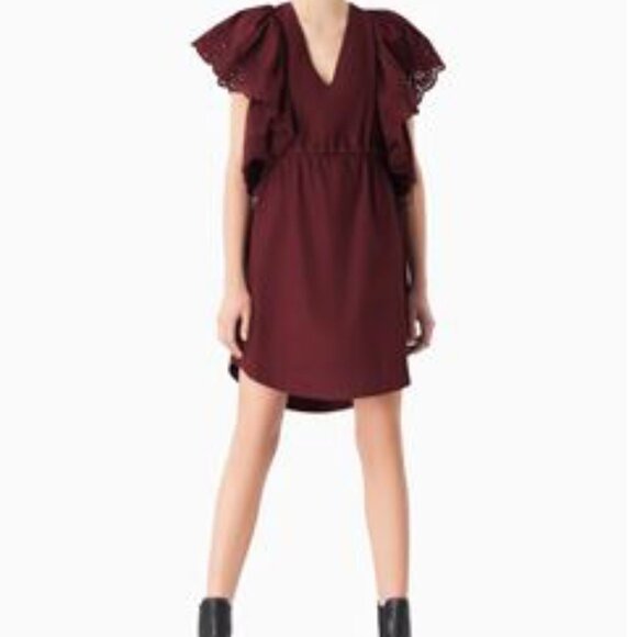 See By Chloe Cotton Burgundy Mini Dress Size 4 NWT